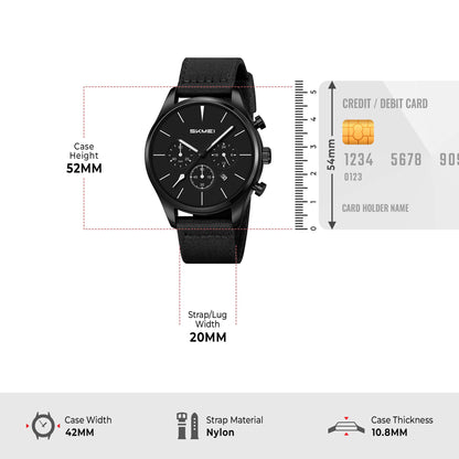 Skmei Quartz Analog Black Dial Zinc Alloy Case Nylon Strap Watch for Men - 2367