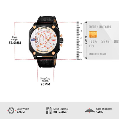 Skmei Quartz Analog Dial Leather Strap Watch for Men - 9343