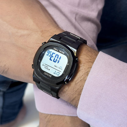 Premium Digital Sports Watch for Men with Stainless Steel Strap, Waterproof Style Wrist Watch for Casual Outdoor and Daily Wear