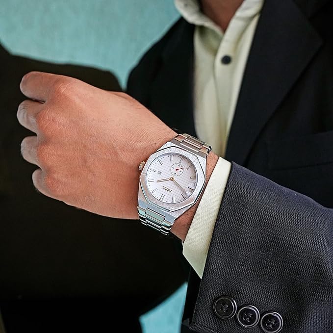 Premium Black Watch for Men – Stainless Steel Strap, Analog Dial with Date Function