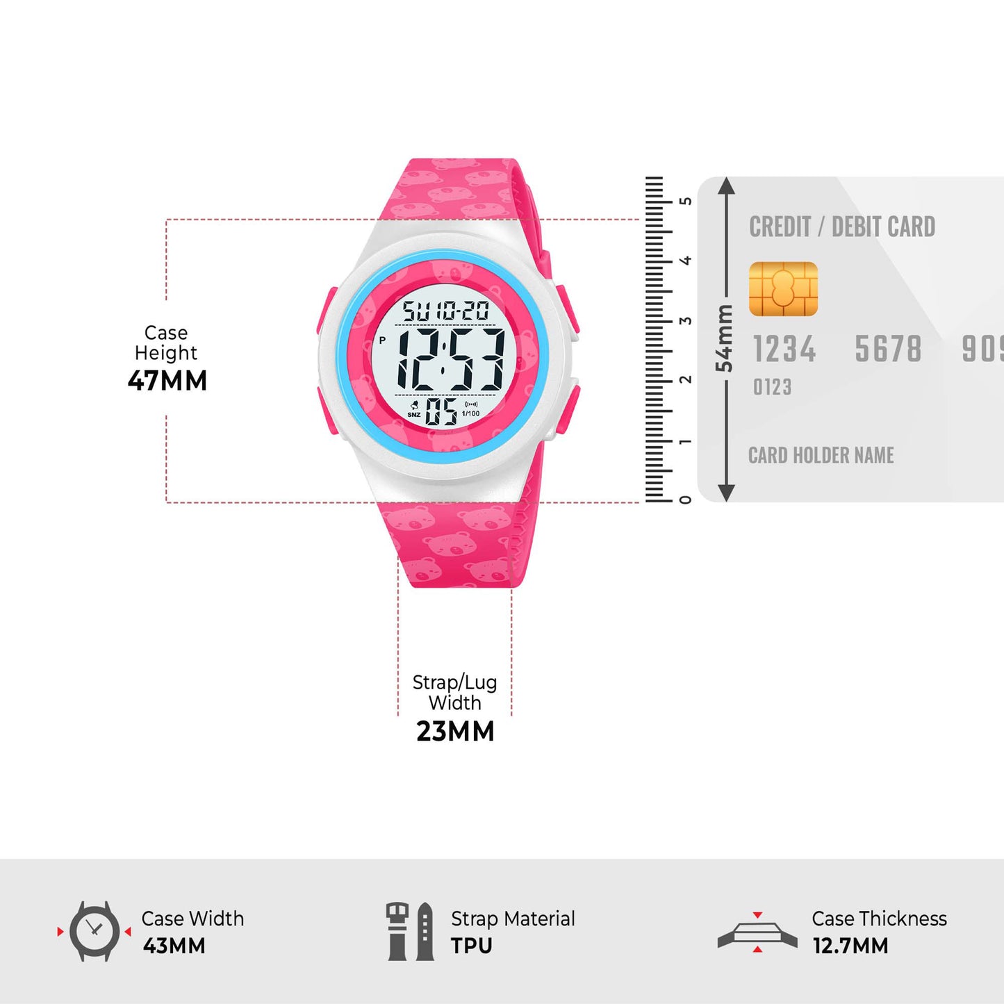 Skmei Digital Dial TPU Strap Watch for Kids - 2286