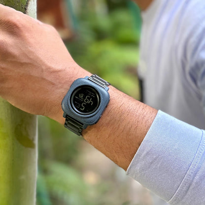 Square Digital Wrist Watch with Metal Strap
