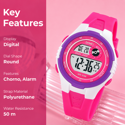 Digital Sports Wrist Watch with Alarm and Chronograph for kids