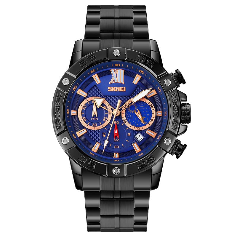 Premium Analog Chronograph Wrist Watch with Metal Strap For Men