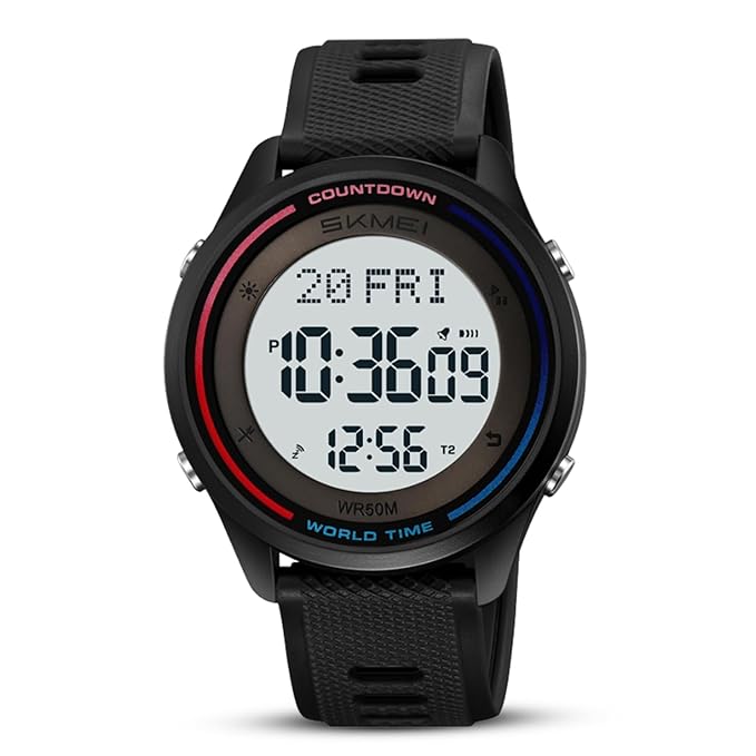 Skmei Digital Black Dial ABS Case TPU Strap Watch for Men - 2348