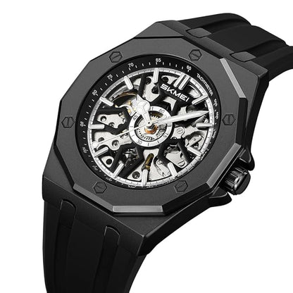 Skmei Automatic Skeleton Mechanical Dial Stainless Steel Strap Analog Watch for Men - M036