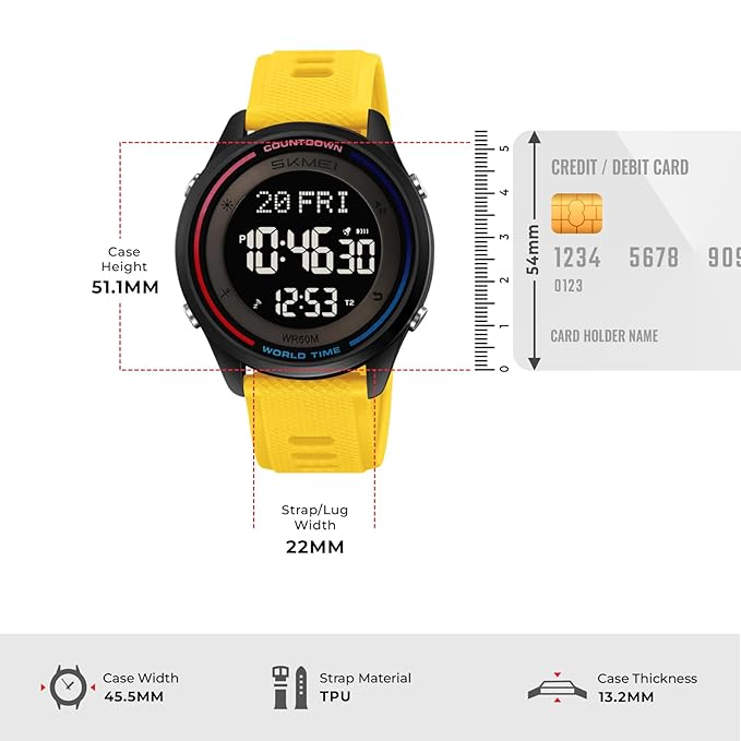 Skmei Digital Black Dial ABS Case TPU Strap Watch for Men - 2348