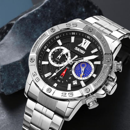 Premium Analog Chronograph Wrist Watch with Metal Strap For Men