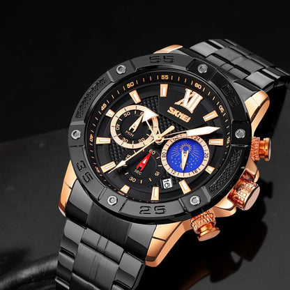 Premium Analog Chronograph Wrist Watch with Metal Strap For Men