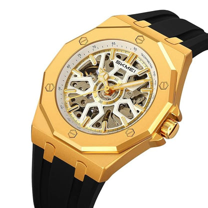 Skmei Automatic Skeleton Mechanical Dial Stainless Steel Strap Analog Watch for Men - M036