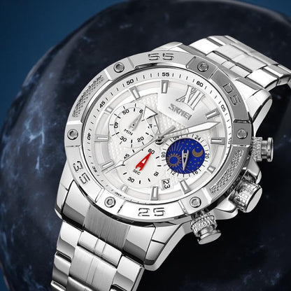 Premium Analog Chronograph Wrist Watch with Metal Strap For Men