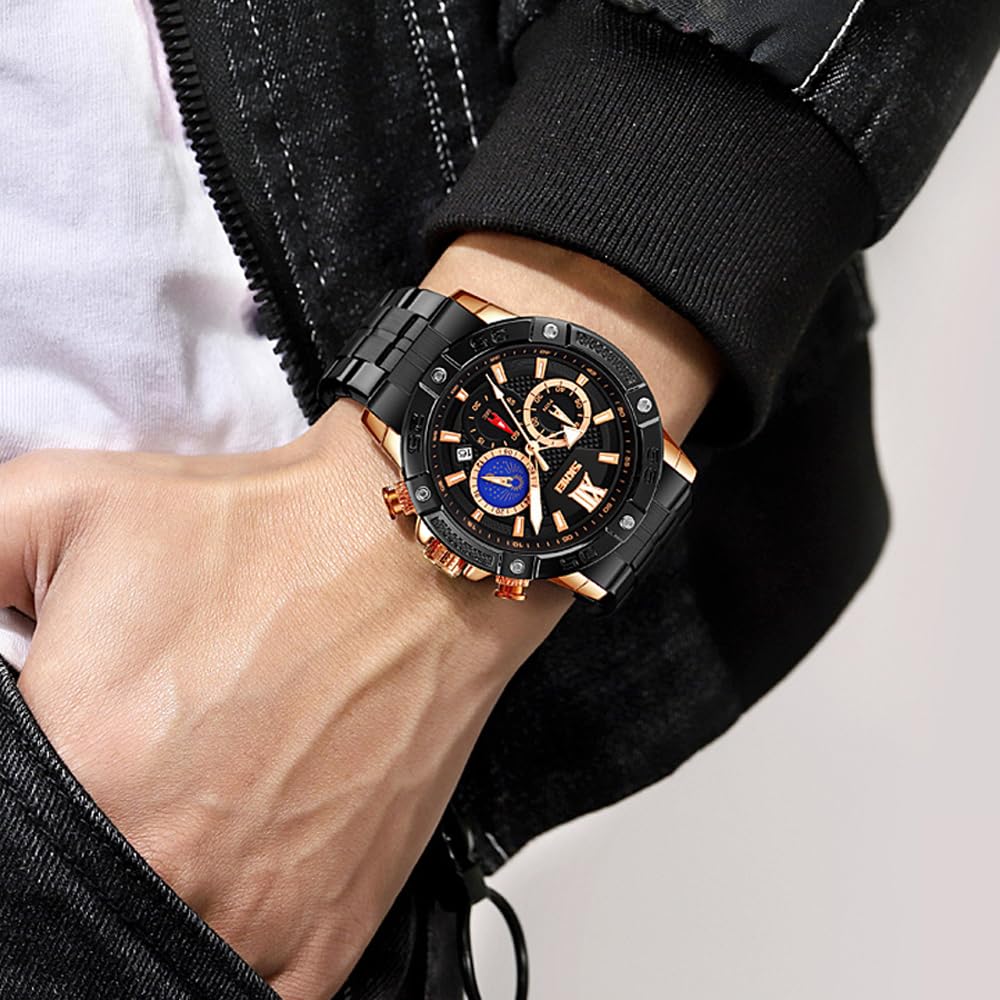 Premium Analog Chronograph Wrist Watch with Metal Strap For Men