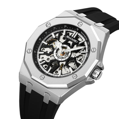 Skmei Automatic Skeleton Mechanical Dial Stainless Steel Strap Analog Watch for Men - M036