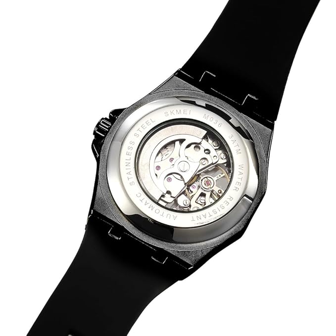 Skmei Automatic Skeleton Mechanical Dial Stainless Steel Strap Analog Watch for Men - M036