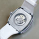 Automatic Watch for Men with White Silicone Strap and Round Dial for Casual & Formal Wear