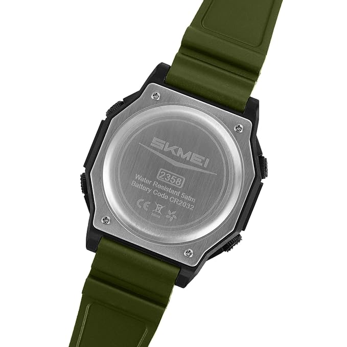 Skmei Solar Digital Black Dial ABS Case TPU Strap Watch for Men - 2358