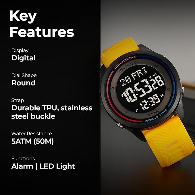 Skmei Digital Black Dial ABS Case TPU Strap Watch for Men - 2348