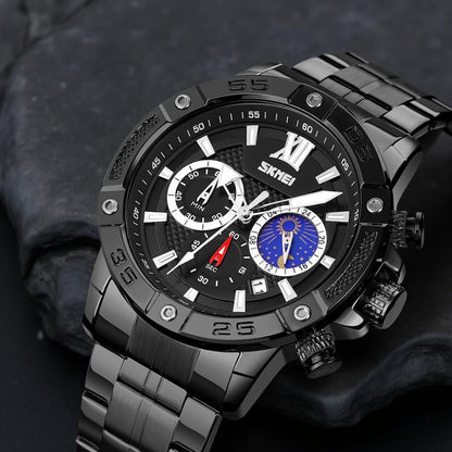 Premium Analog Chronograph Wrist Watch with Metal Strap For Men
