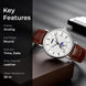 Analog Watch for Men with Brown Silver Leather Strap and Round Dial for Casual & Formal Wear