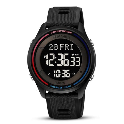Skmei Digital Black Dial ABS Case TPU Strap Watch for Men - 2348
