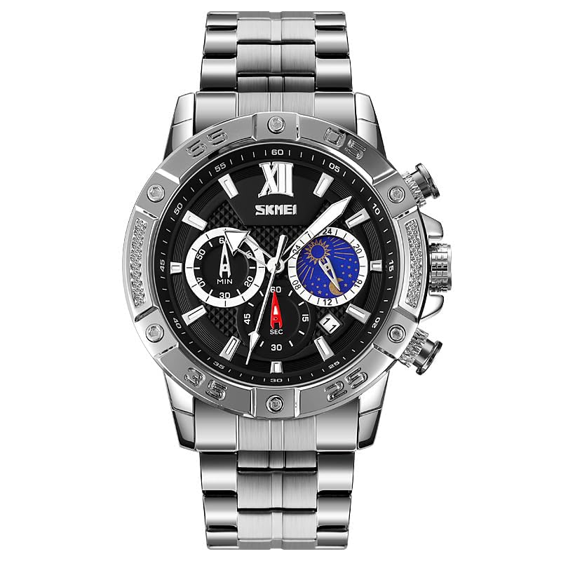 Premium Analog Chronograph Wrist Watch with Metal Strap For Men