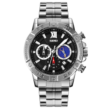 Premium Analog Chronograph Wrist Watch with Metal Strap For Men