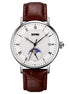 Analog Watch for Men with Brown Silver Leather Strap and Round Dial for Casual & Formal Wear