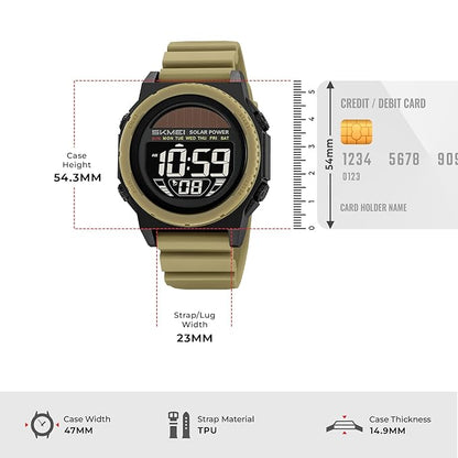 Skmei Solar Digital Black Dial ABS Case TPU Strap Watch for Men - 2358