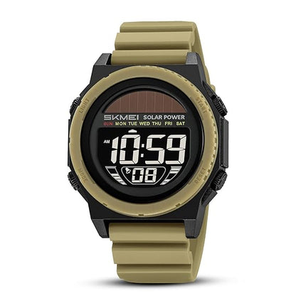 Skmei Solar Digital Black Dial ABS Case TPU Strap Watch for Men - 2358