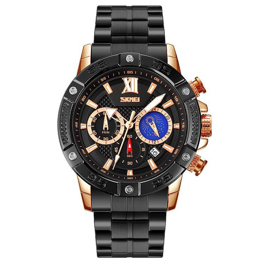 Premium Analog Chronograph Wrist Watch with Metal Strap For Men