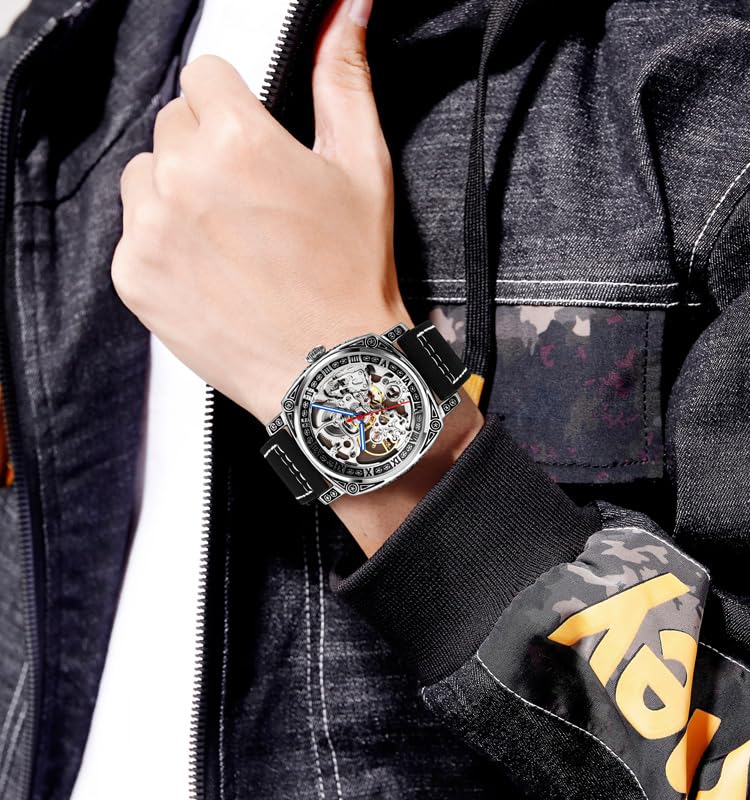 Skeleton Dial Mechanical Strap Automatic Watch For Men