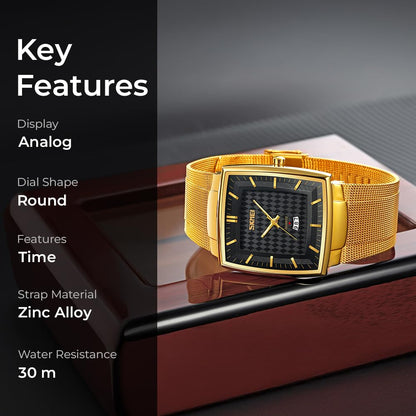 Elegant Rectangular Analog Wrist Watch for men