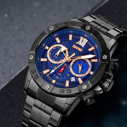 Premium Analog Chronograph Wrist Watch with Metal Strap For Men