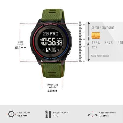 Skmei Digital Black Dial ABS Case TPU Strap Watch for Men - 2348