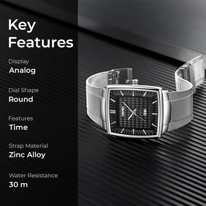 Elegant Rectangular Analog Wrist Watch for men