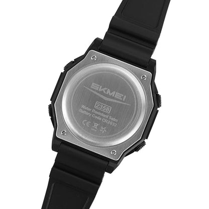 Skmei Solar Digital Black Dial ABS Case TPU Strap Watch for Men - 2358