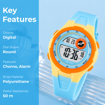 Digital Sports Wrist Watch with Alarm and Chronograph for kids