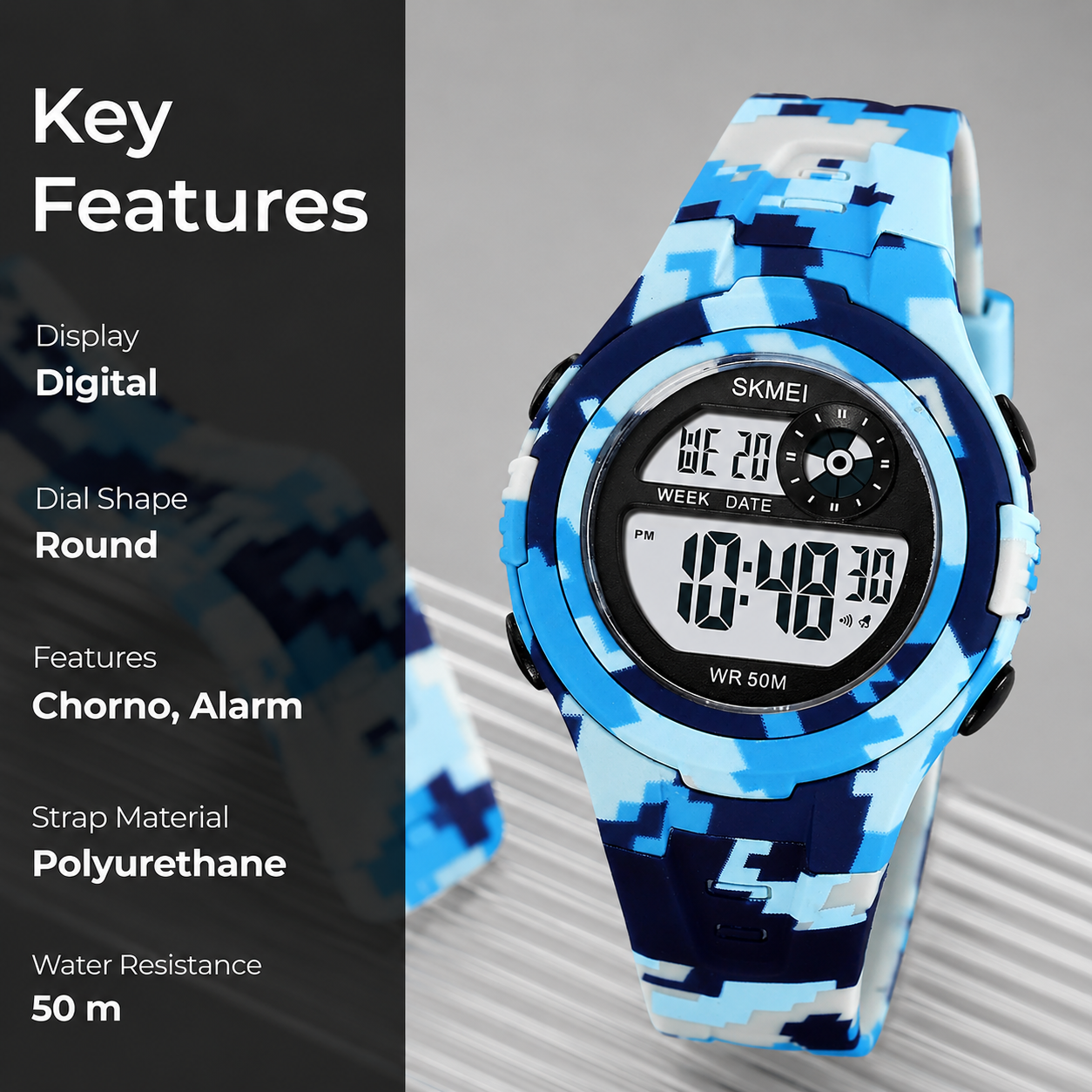 Digital Sports Wrist Watch with Alarm and Chronograph for kids