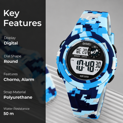 Digital Sports Wrist Watch with Alarm and Chronograph for kids