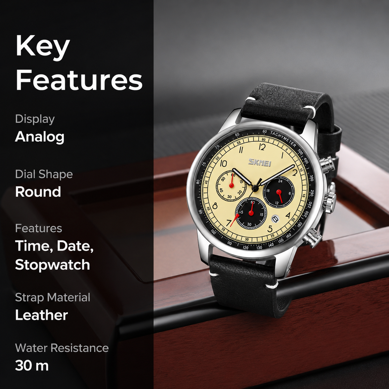 Classic Analog Leather Strap Watch for men