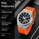 Analog-Digital Watch for Men with Orange Silicone Strap and Round Dial for Casual & Formal Wear