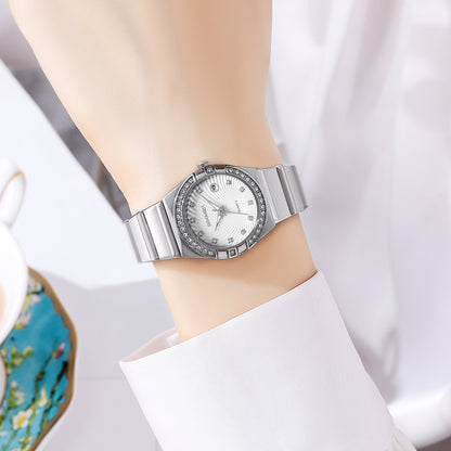 Skmei Analog Black Dial Zinc Alloy Case Stainless Steel Strap Watch for Women - 2342