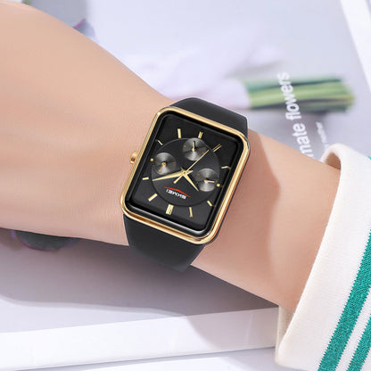 Skmei Analog Rectangle Black Dial ABS Case Silica Strap Watch for Women - 2323