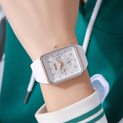 Skmei Analog Rectangle Black Dial ABS Case Silica Strap Watch for Women - 2323