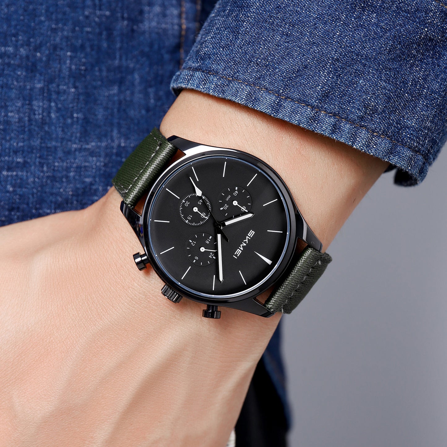 Skmei Quartz Analog Black Dial Zinc Alloy Case Nylon Strap Watch for Men - 2367