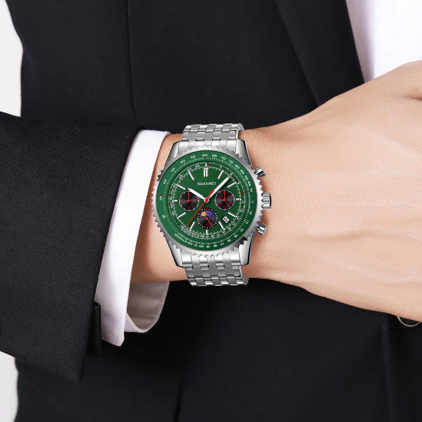 Skmei Quartz Analog Dial Stainless Steel Strap Watch for Men - 9348