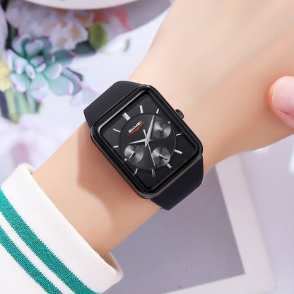 Skmei Analog Rectangle Black Dial ABS Case Silica Strap Watch for Women - 2323