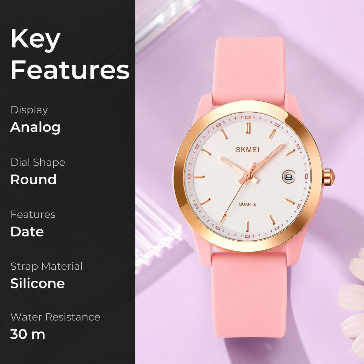 Elegant Analog Wrist Watch with Date Display for women
