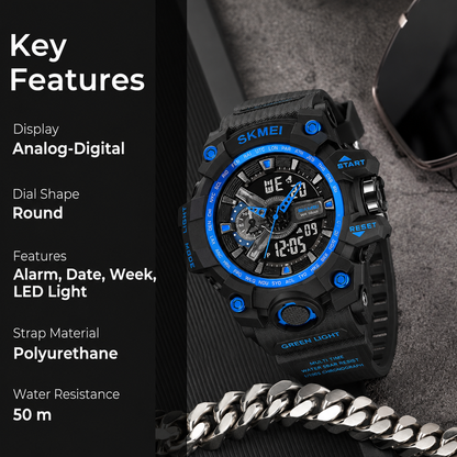 Rugged Dual Display Sports Watch for Outdoor Adventures for men