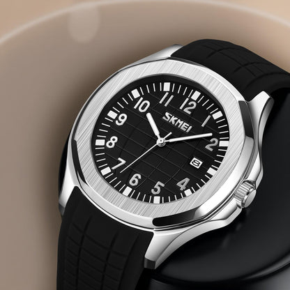 Classic Analog Wrist Watch with Date Display and Flexible Strap For Men